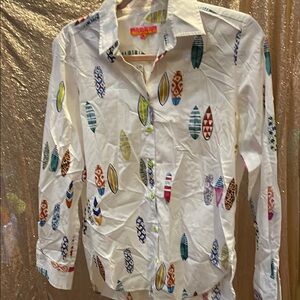 Vilagallo White Shirt with Colorful Surfboard Pattern